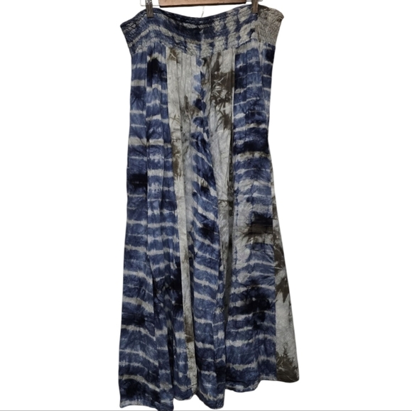 Earthbound Blue and Gray Black Maxi Wide Leg Bohemian Pants - Picture 5 of 7